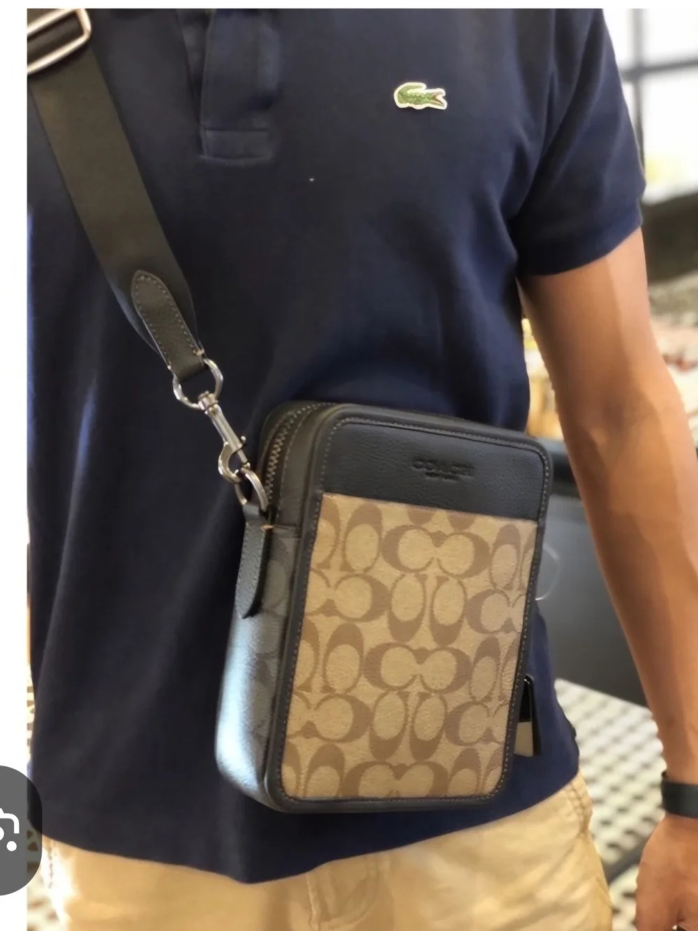 Coach Men’s Signature Canvas Crossbody Bag in Brown/Black